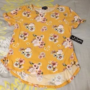 Floral Deep Gold High Low Shirt